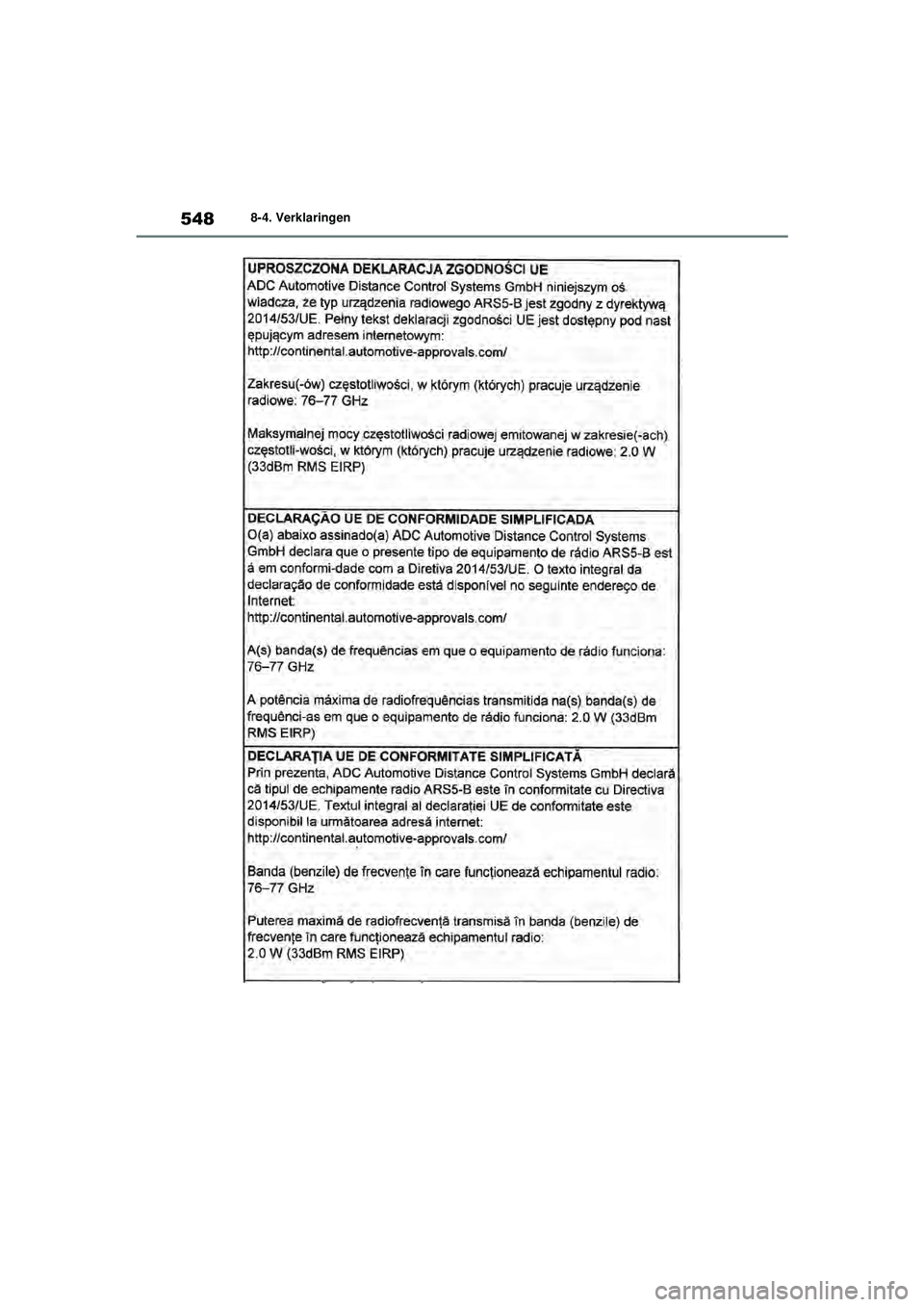 TOYOTA YARIS 2022  Instructieboekje (in Dutch) 548
Handleiding HV_Europa_M52N30_nl
8-4. Verklaringen
YARIS(HB)_HV_OM_Europe_OM52N30E.book  Page 548  Thursday, August 26, 2021  4:59 PM 
