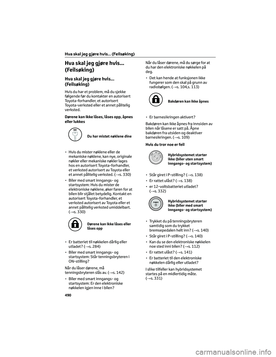 TOYOTA YARIS 2022 Instruksjoner for bruk (in Norwegian) Hva skal jeg gjøre hvis...
(Feilsøking)
Hva skal jeg gjøre hvis...
(Feilsøking)
Hvis du har et problem, må du sjekke
følgende før du kontakter en autorisert
Toyota-forhandler, et autorisert
Toy TOYOTA YARIS 2022 Instruksjoner for bruk (in Norwegian) Hva skal jeg gjøre hvis...
(Feilsøking)
Hva skal jeg gjøre hvis...
(Feilsøking)
Hvis du har et problem, må du sjekke
følgende før du kontakter en autorisert
Toyota-forhandler, et autorisert
Toy