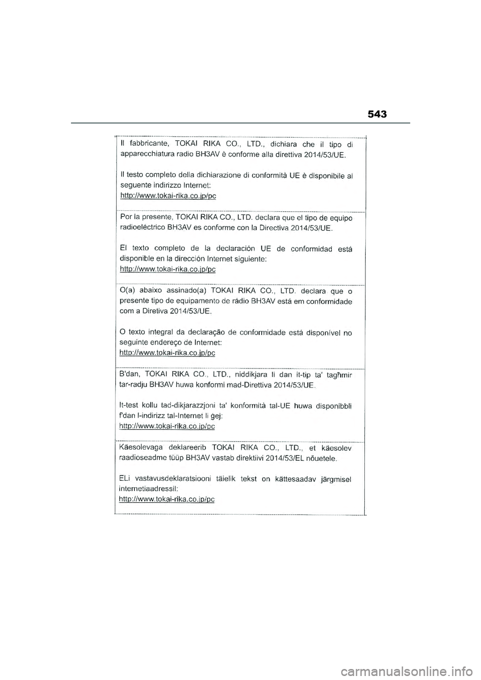 TOYOTA YARIS CROSS 2021  Eksploatavimo vadovas (in Lithuanian) 543
YARIS CROSS Owners Manual_Europe_M52K60_LT
YARIS_CROSS_HV_OM_Europe_OM52K60LT.book  Page 543  Wednesday, July 7, 2021  10:28 AM 
