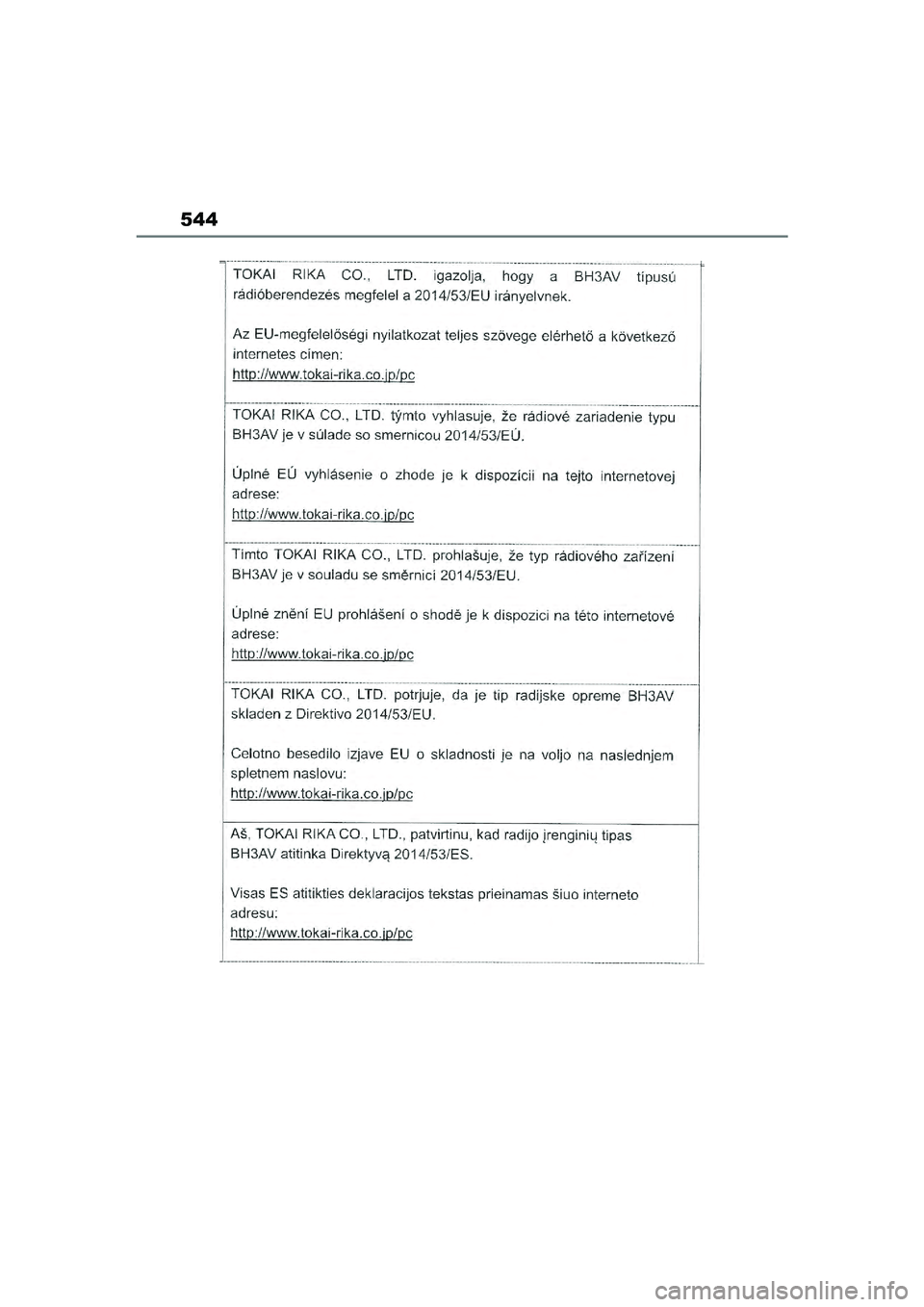 TOYOTA YARIS CROSS 2021  Eksploatavimo vadovas (in Lithuanian) 544
YARIS CROSS Owners Manual_Europe_M52K60_LT
YARIS_CROSS_HV_OM_Europe_OM52K60LT.book  Page 544  Wednesday, July 7, 2021  10:28 AM 