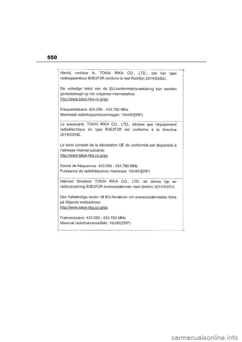 TOYOTA YARIS CROSS 2021  Eksploatavimo vadovas (in Lithuanian) 550
YARIS CROSS Owners Manual_Europe_M52K60_LT
YARIS_CROSS_HV_OM_Europe_OM52K60LT.book  Page 550  Wednesday, July 7, 2021  10:28 AM 