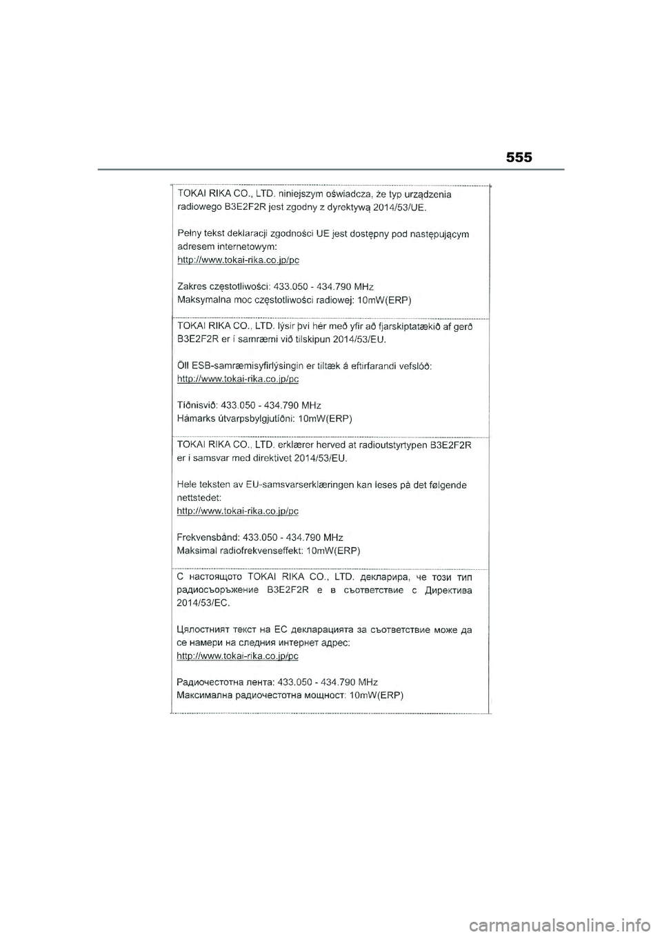 TOYOTA YARIS CROSS 2021  Eksploatavimo vadovas (in Lithuanian) 555
YARIS CROSS Owners Manual_Europe_M52K60_LT
YARIS_CROSS_HV_OM_Europe_OM52K60LT.book  Page 555  Wednesday, July 7, 2021  10:28 AM 