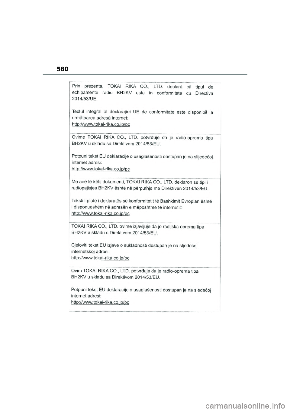 TOYOTA YARIS CROSS 2021  Eksploatavimo vadovas (in Lithuanian) 580
YARIS CROSS Owners Manual_Europe_M52K60_LT
YARIS_CROSS_HV_OM_Europe_OM52K60LT.book  Page 580  Wednesday, July 7, 2021  10:28 AM 