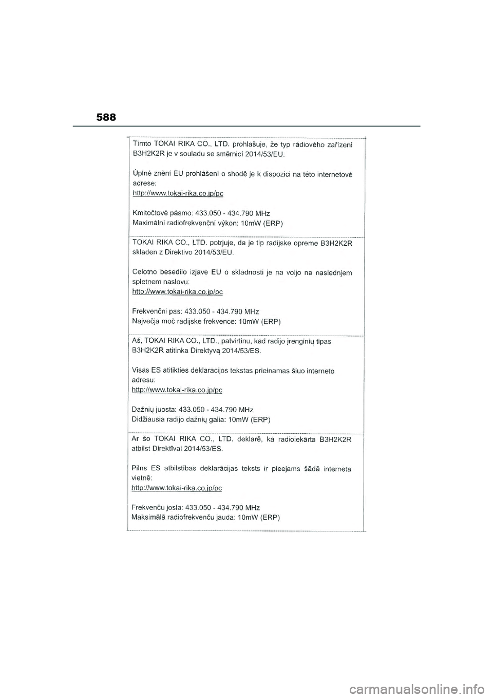 TOYOTA YARIS CROSS 2021  Eksploatavimo vadovas (in Lithuanian) 588
YARIS CROSS Owners Manual_Europe_M52K60_LT
YARIS_CROSS_HV_OM_Europe_OM52K60LT.book  Page 588  Wednesday, July 7, 2021  10:28 AM 