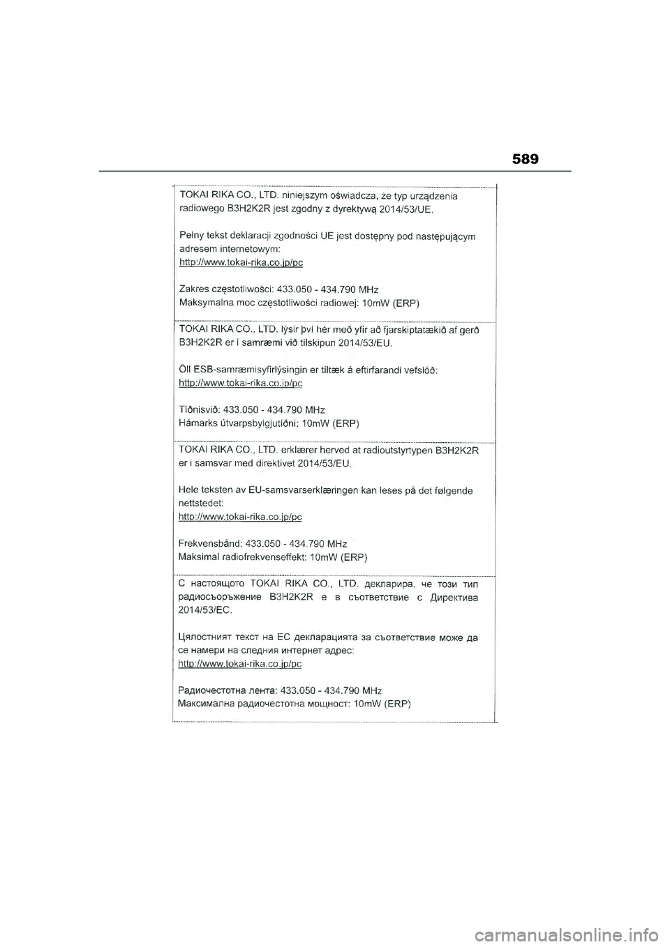TOYOTA YARIS CROSS 2021  Eksploatavimo vadovas (in Lithuanian) 589
YARIS CROSS Owners Manual_Europe_M52K60_LT
YARIS_CROSS_HV_OM_Europe_OM52K60LT.book  Page 589  Wednesday, July 7, 2021  10:28 AM 