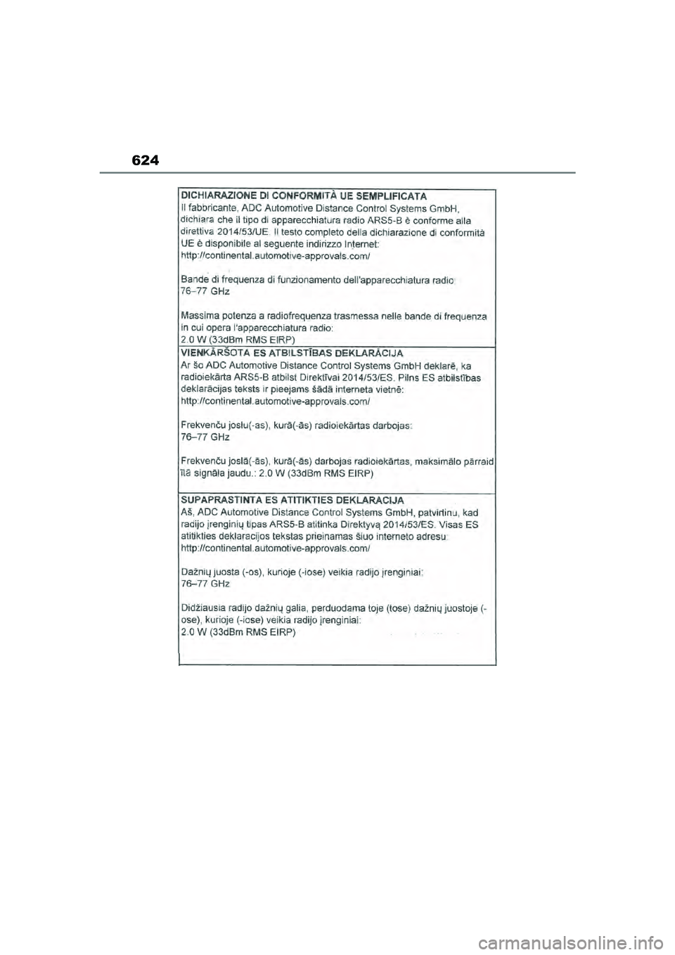 TOYOTA YARIS CROSS 2021  Eksploatavimo vadovas (in Lithuanian) 624
YARIS CROSS Owners Manual_Europe_M52K60_LT
YARIS_CROSS_HV_OM_Europe_OM52K60LT.book  Page 624  Wednesday, July 7, 2021  10:28 AM 