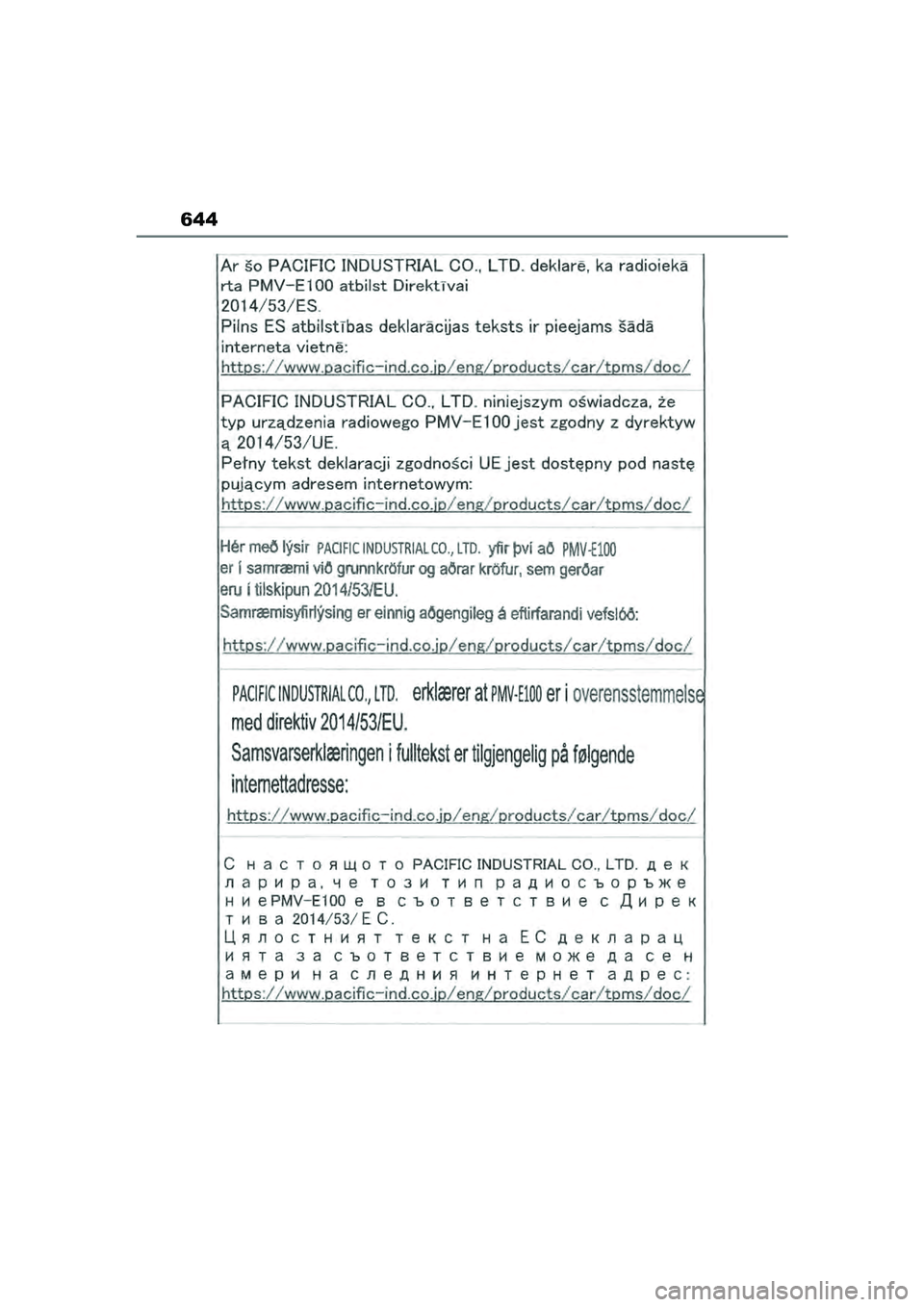 TOYOTA YARIS CROSS 2021  Eksploatavimo vadovas (in Lithuanian) 644
YARIS CROSS Owners Manual_Europe_M52K60_LT
YARIS_CROSS_HV_OM_Europe_OM52K60LT.book  Page 644  Wednesday, July 7, 2021  10:28 AM 