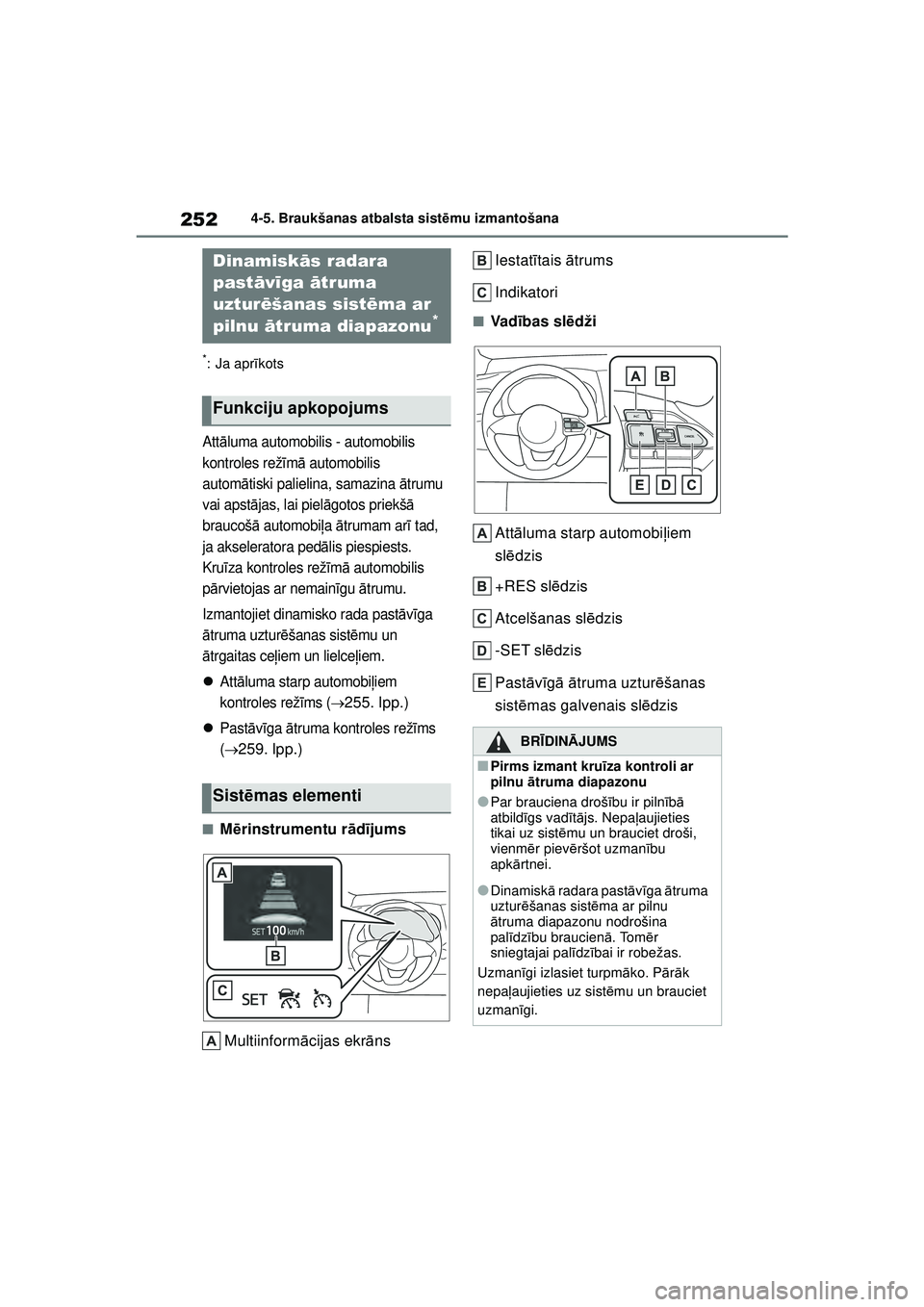 TOYOTA YARIS CROSS 2021 Lietošanas Instrukcija (in Latvian) 252
YARIS CROSS Owners Manual_Europe_M52K60_LV
4-5. Braukšanas atbalsta sistēmu izmantošana
*: Ja apr īkots
Att āluma automobilis - automobilis
kontroles rež īm ā automobilis
autom ātiski TOYOTA YARIS CROSS 2021 Lietošanas Instrukcija (in Latvian) 252
YARIS CROSS Owners Manual_Europe_M52K60_LV
4-5. Braukšanas atbalsta sistēmu izmantošana
*: Ja apr īkots
Att āluma automobilis - automobilis
kontroles rež īm ā automobilis
autom ātiski