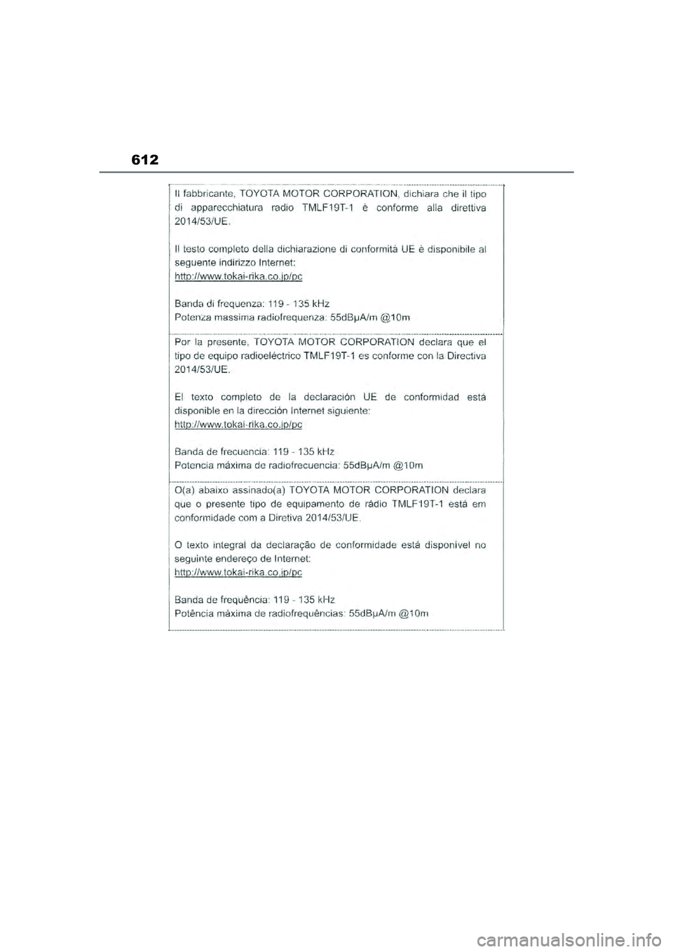 TOYOTA YARIS CROSS 2021  Lietošanas Instrukcija (in Latvian) 612
YARIS CROSS Owners Manual_Europe_M52K60_LV
YARIS_CROSS_HV_OM_Europe_OM52K60LV.book  Page 612  Wednesday, July 7, 2021  9:13 AM 