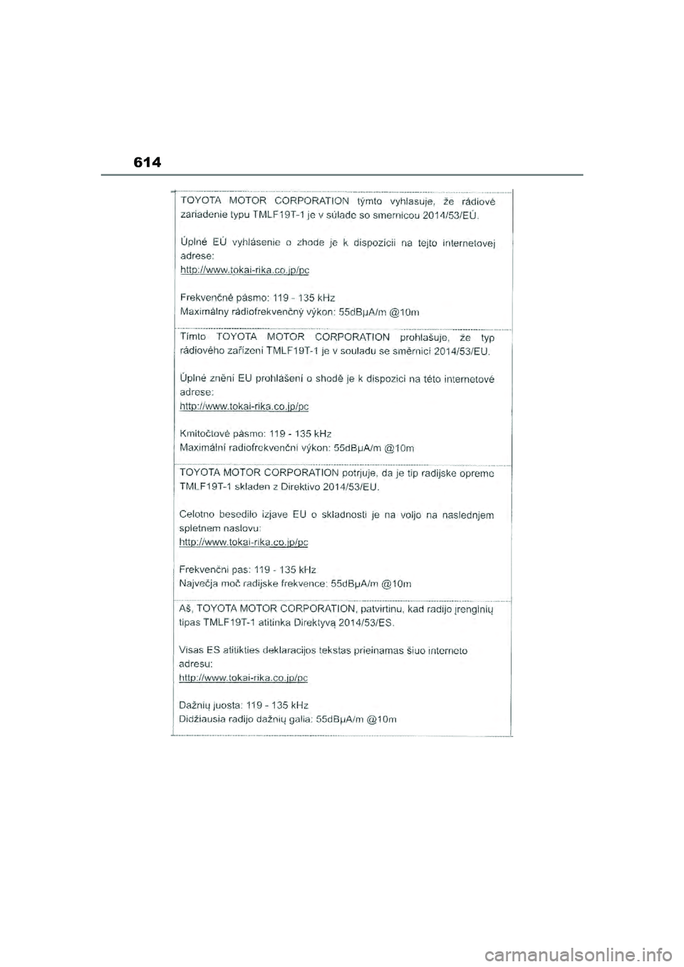 TOYOTA YARIS CROSS 2021  Lietošanas Instrukcija (in Latvian) 614
YARIS CROSS Owners Manual_Europe_M52K60_LV
YARIS_CROSS_HV_OM_Europe_OM52K60LV.book  Page 614  Wednesday, July 7, 2021  9:13 AM 