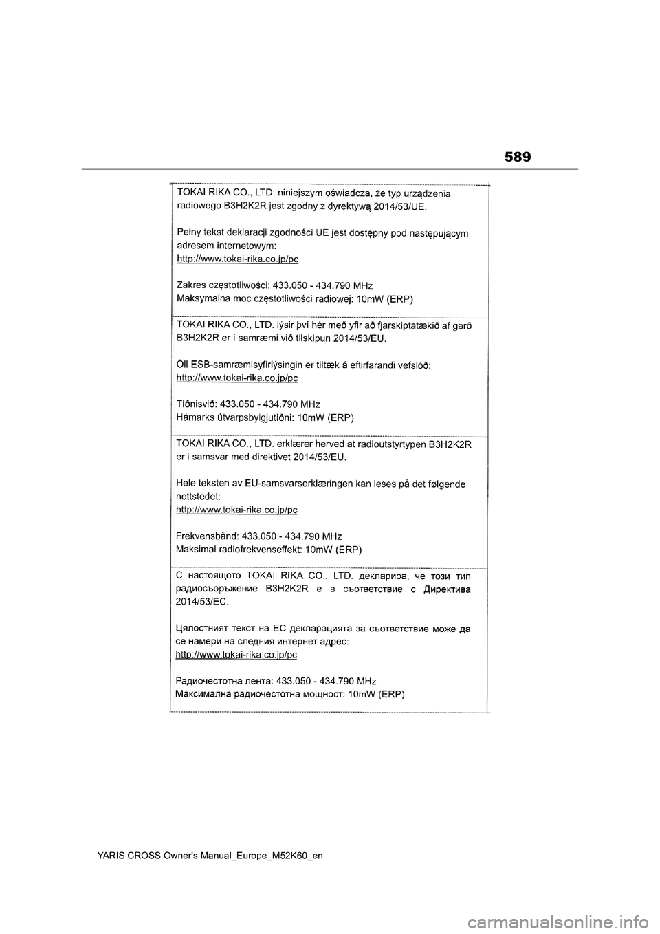 TOYOTA YARIS CROSS 2021 Owners Manual 589
YARIS CROSS Owner's Manual_Europe_M52K60_en TOYOTA YARIS CROSS 2021 Owners Manual 589
YARIS CROSS Owner's Manual_Europe_M52K60_en