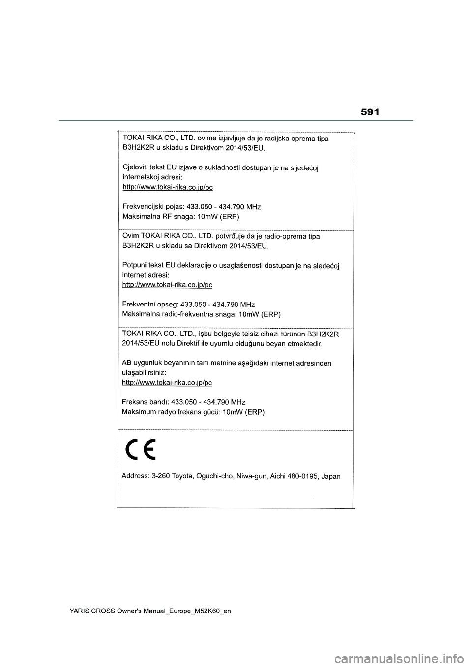 TOYOTA YARIS CROSS 2021 Owners Manual 591
YARIS CROSS Owner's Manual_Europe_M52K60_en TOYOTA YARIS CROSS 2021 Owners Manual 591
YARIS CROSS Owner's Manual_Europe_M52K60_en