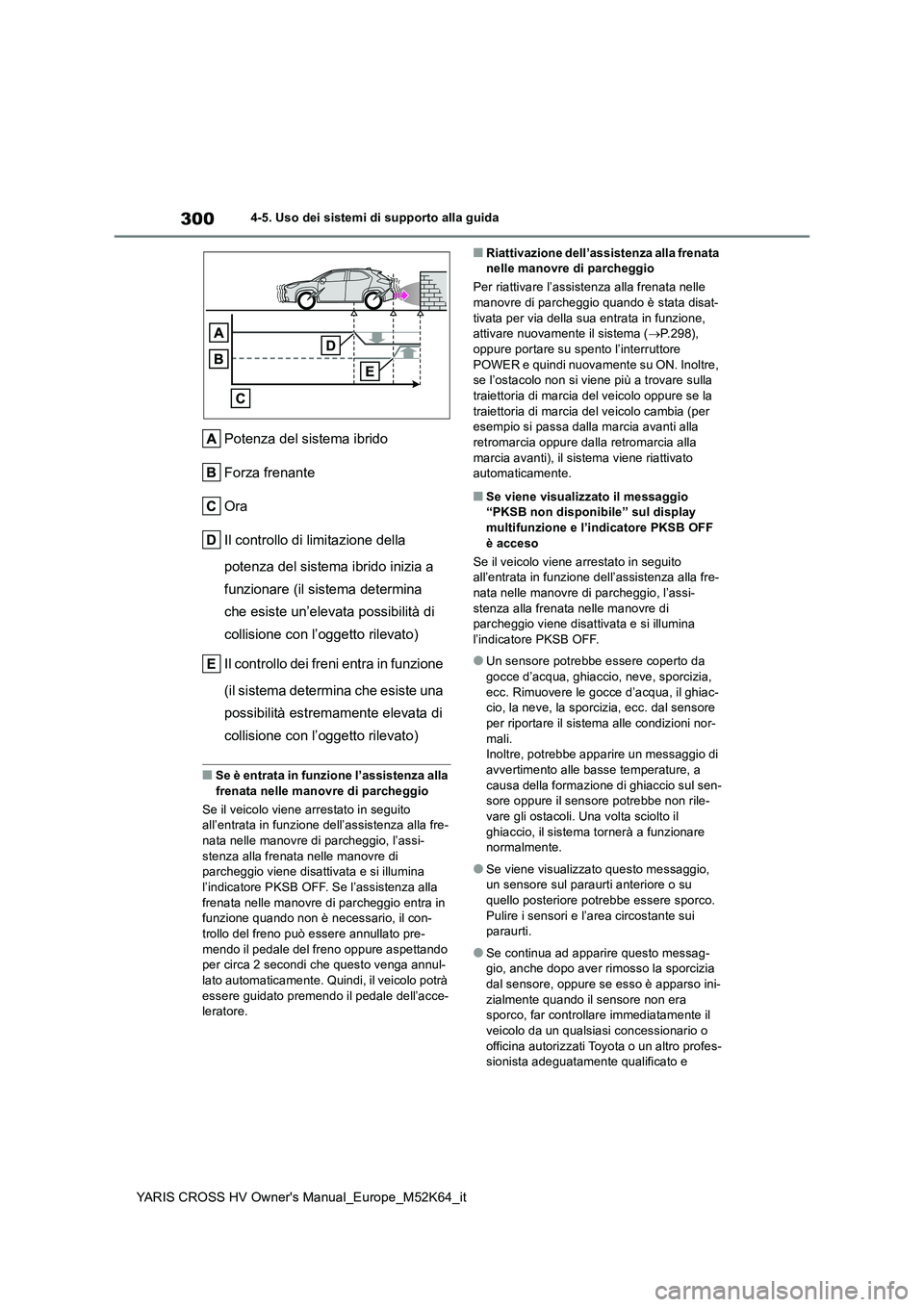 TOYOTA YARIS CROSS 2021 Manuale duso (in Italian) 300
YARIS CROSS HV Owner's Manual_Europe_M52K64_it
4-5. Uso dei sistemi di supporto alla guida
Potenza del sistema ibrido
Forza frenante
Ora
Il controllo di limitazione della
potenza del sistem TOYOTA YARIS CROSS 2021 Manuale duso (in Italian) 300
YARIS CROSS HV Owner's Manual_Europe_M52K64_it
4-5. Uso dei sistemi di supporto alla guida
Potenza del sistema ibrido
Forza frenante
Ora
Il controllo di limitazione della
potenza del sistem
