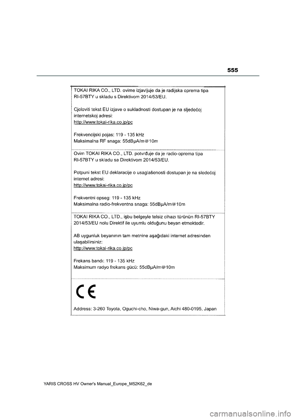 TOYOTA YARIS CROSS 2021  Betriebsanleitungen (in German) 555
YARIS CROSS HV Owner's Manual_Europe_M52K62_de 