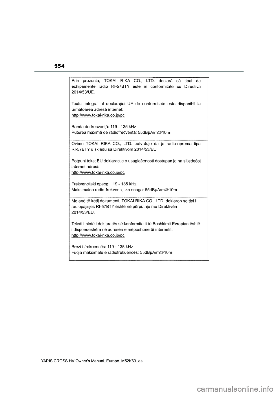 TOYOTA YARIS CROSS 2021  Manuale de Empleo (in Spanish) 554
YARIS CROSS HV Owner's Manual_Europe_M52K63_es 