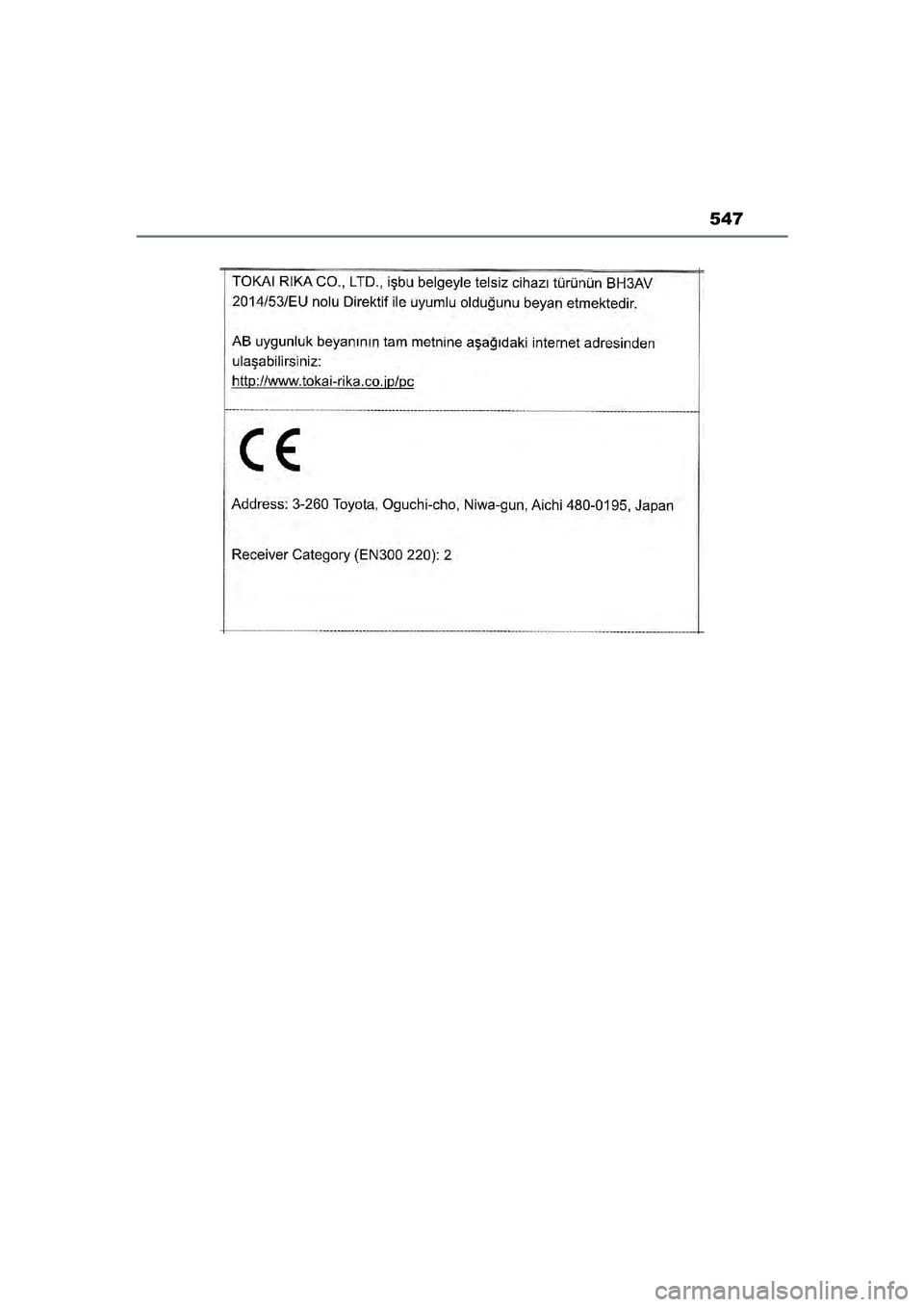 TOYOTA YARIS CROSS 2021  Instructieboekje (in Dutch) 547
Handleiding YARIS CROSS_Europa_M52K60_nl
YARIS_CROSS_HV_OM_Europe_OM52K60E.book  Page 547  Tuesday, June 1, 2021  1:48 PM 