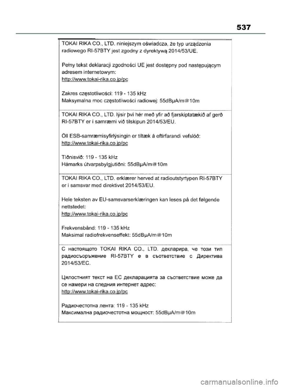 TOYOTA YARIS CROSS 2021  Instrukcja obsługi (in Polish) 537
19 YARIS Cross HV OM52K60E  15/6/21  14:21  Page 537 