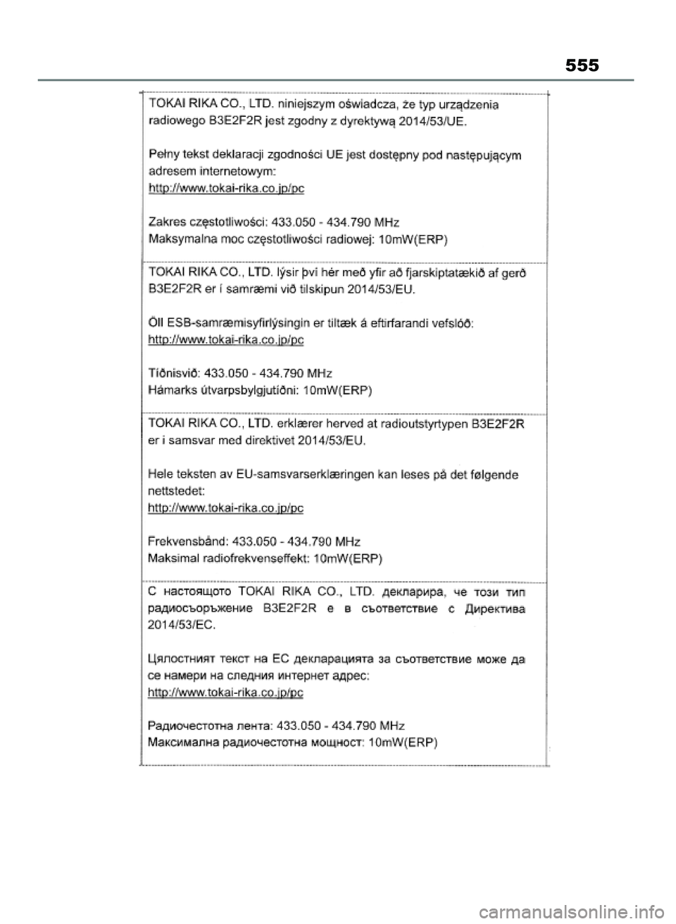 TOYOTA YARIS CROSS 2021  Instrukcja obsługi (in Polish) 555
19 YARIS Cross HV OM52K60E  15/6/21  14:21  Page 555 