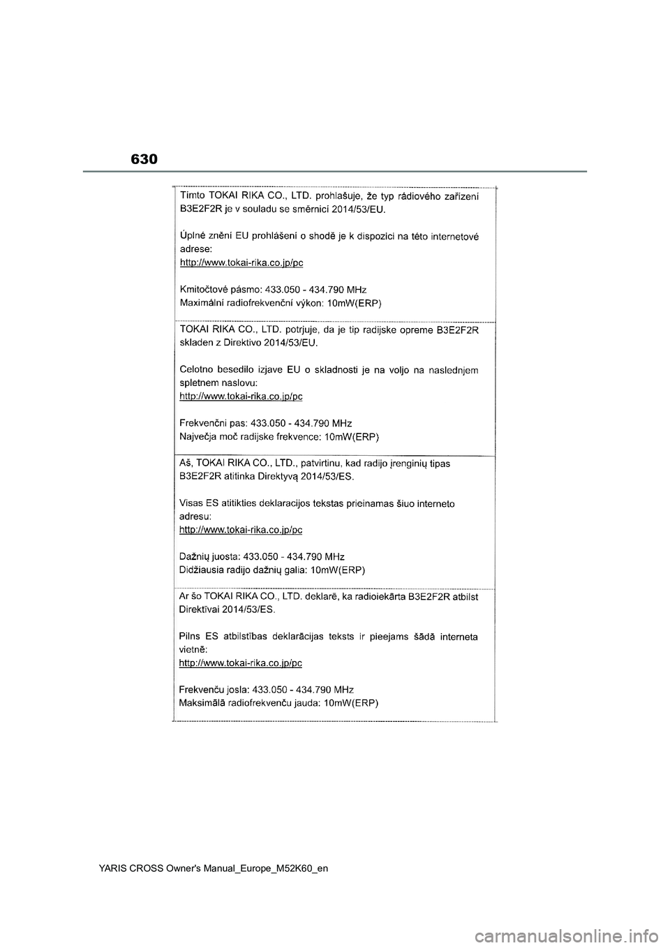 TOYOTA YARIS CROSS 2021 ΟΔΗΓΌΣ ΧΡΉΣΗΣ (in Greek) 630
YARIS CROSS Owners Manual_Europe_M52K60_en TOYOTA YARIS CROSS 2021 ΟΔΗΓΌΣ ΧΡΉΣΗΣ (in Greek) 630
YARIS CROSS Owners Manual_Europe_M52K60_en
