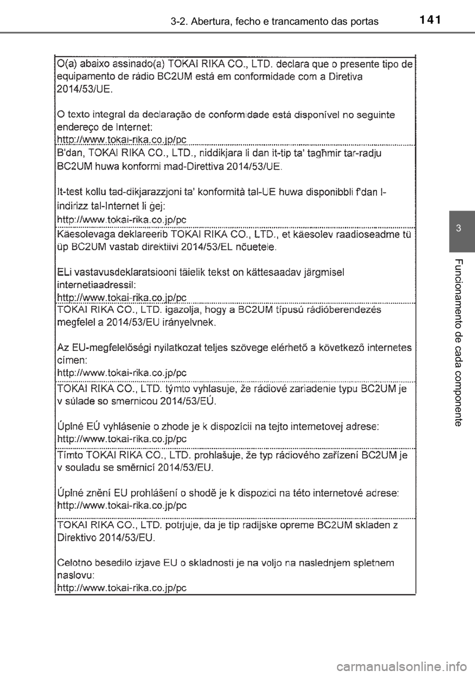 TOYOTA YARIS GRMN 2017  Manual de utilização (in Portuguese) 141������$�E�H�U�W�X�U�D���I�H�F�K�R��H��W�U�D�Q�F�D�P�H�Q�W�R��G�D�V��S�R�U�W�D�V
�
�)�X�Q�F�L�R�Q�D�P�H�Q�W�R��G�H��F�D�G�D��F�R�P�S�R�Q�H�Q�W�H 