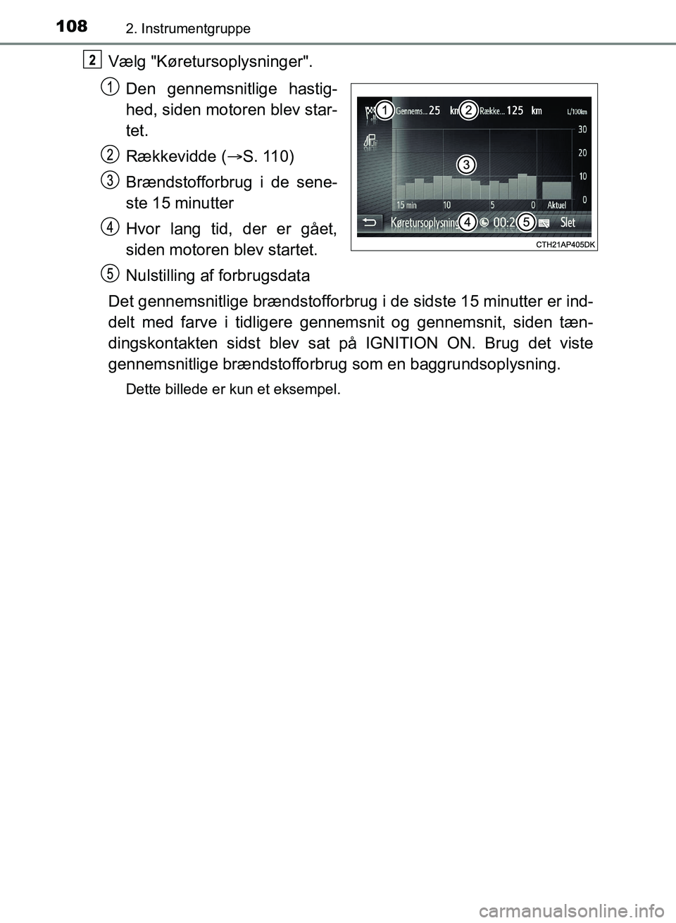 TOYOTA YARIS GRMN 2017 Brugsanvisning (in Danish) 1082. Instrumentgruppe
YARIS_GRMN_OM_Euro-
pe_OM52J40DK
Vælg "Køretursoplysninger".Den gennemsnitlige hastig-
hed, siden motoren blev star-
tet.
Rækkevidde ( S. 110)
Brændstofforbrug i de sene- TOYOTA YARIS GRMN 2017 Brugsanvisning (in Danish) 1082. Instrumentgruppe
YARIS_GRMN_OM_Euro-
pe_OM52J40DK
Vælg "Køretursoplysninger".Den gennemsnitlige hastig-
hed, siden motoren blev star-
tet.
Rækkevidde ( S. 110)
Brændstofforbrug i de sene-