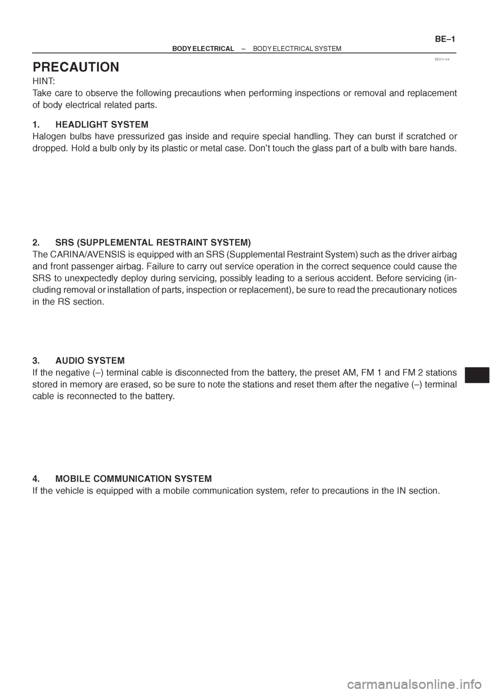 TOYOTA AVENSIS 1997 Service Repair Manual TOYOTA AVENSIS 1997 Service Repair Manual