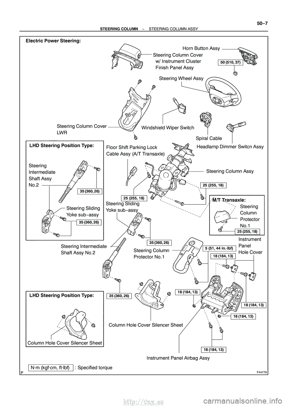 TOYOTA AVENSIS 2003  Service Repair Manual F44779
Horn Button Assy
Steering Wheel Assy
Headlamp Dimmer Switcn Assy
Spiral Cable
Windshield Wiper Switch Steering Column Cover
Steering Column Assy
Steering
Intermediate
Shaft Assy
No.2
Steering S