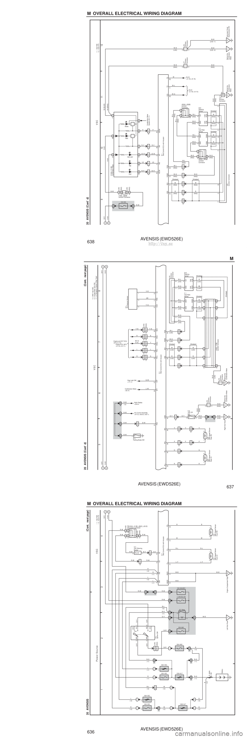 TOYOTA AVENSIS 2003 Service Repair Manual AVENSIS (EWD526E)
636 M OVERALL ELECTRICAL WIRING DIAGRAM
3 4
2
1
20 AVENSIS
EA
Engine Compartment Right 21
1
2
W–B
1 064 124212 2
14
R–W
L–Y
R–L
WB
WB
R–L L–Y W–B
W–B
Power Source V TOYOTA AVENSIS 2003 Service Repair Manual AVENSIS (EWD526E)
636 M OVERALL ELECTRICAL WIRING DIAGRAM
3 4
2
1
20 AVENSIS
EA
Engine Compartment Right 21
1
2
W–B
1 064 124212 2
14
R–W
L–Y
R–L
WB
WB
R–L L–Y W–B
W–B
Power Source V