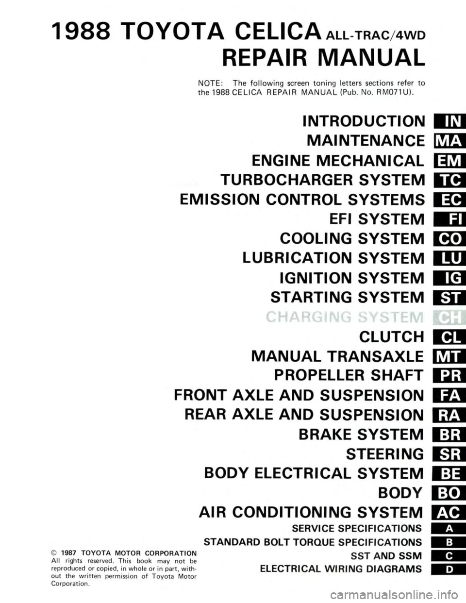 TOYOTA CELICA 1988 Repair Manual TOYOTA CELICA 1988 Repair Manual