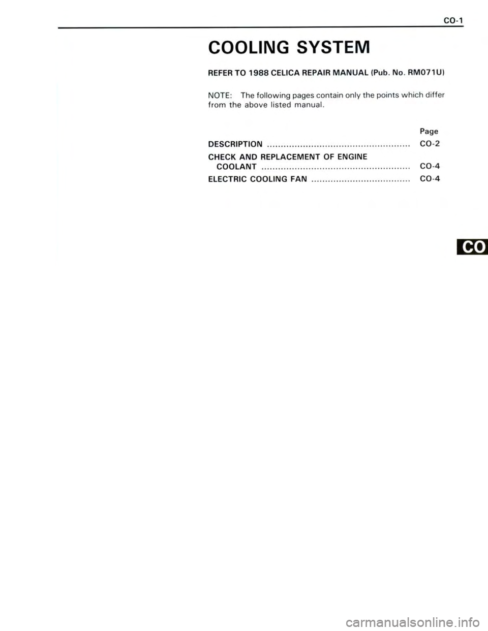 TOYOTA CELICA 1988 Repair Manual TOYOTA CELICA 1988 Repair Manual