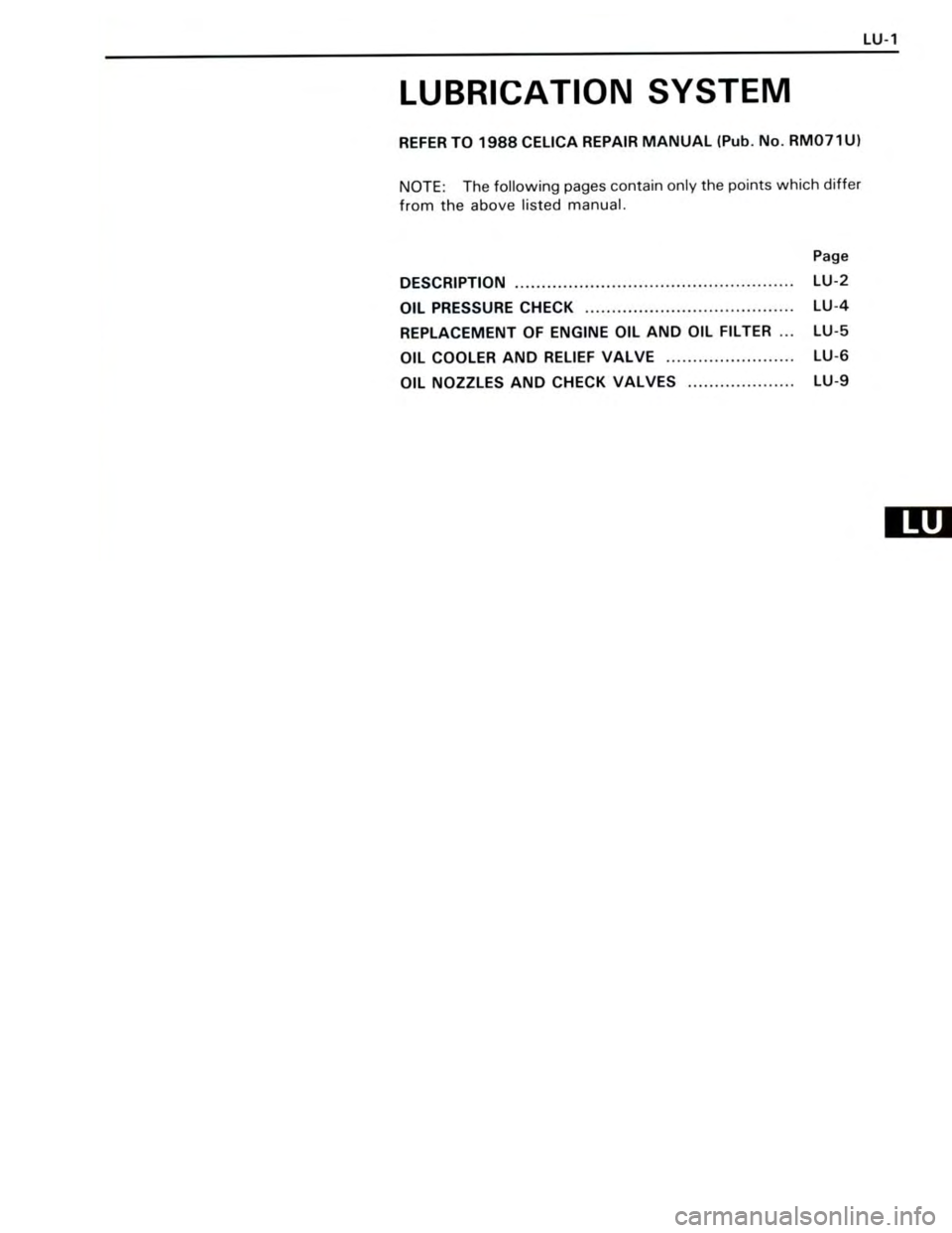 TOYOTA CELICA 1988 Repair Manual TOYOTA CELICA 1988 Repair Manual