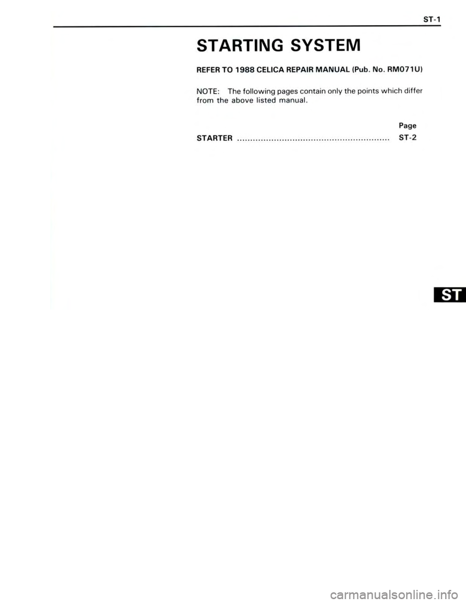 TOYOTA CELICA 1988 Repair Manual TOYOTA CELICA 1988 Repair Manual
