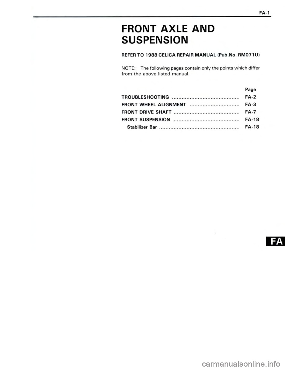 TOYOTA CELICA 1988 Repair Manual TOYOTA CELICA 1988 Repair Manual