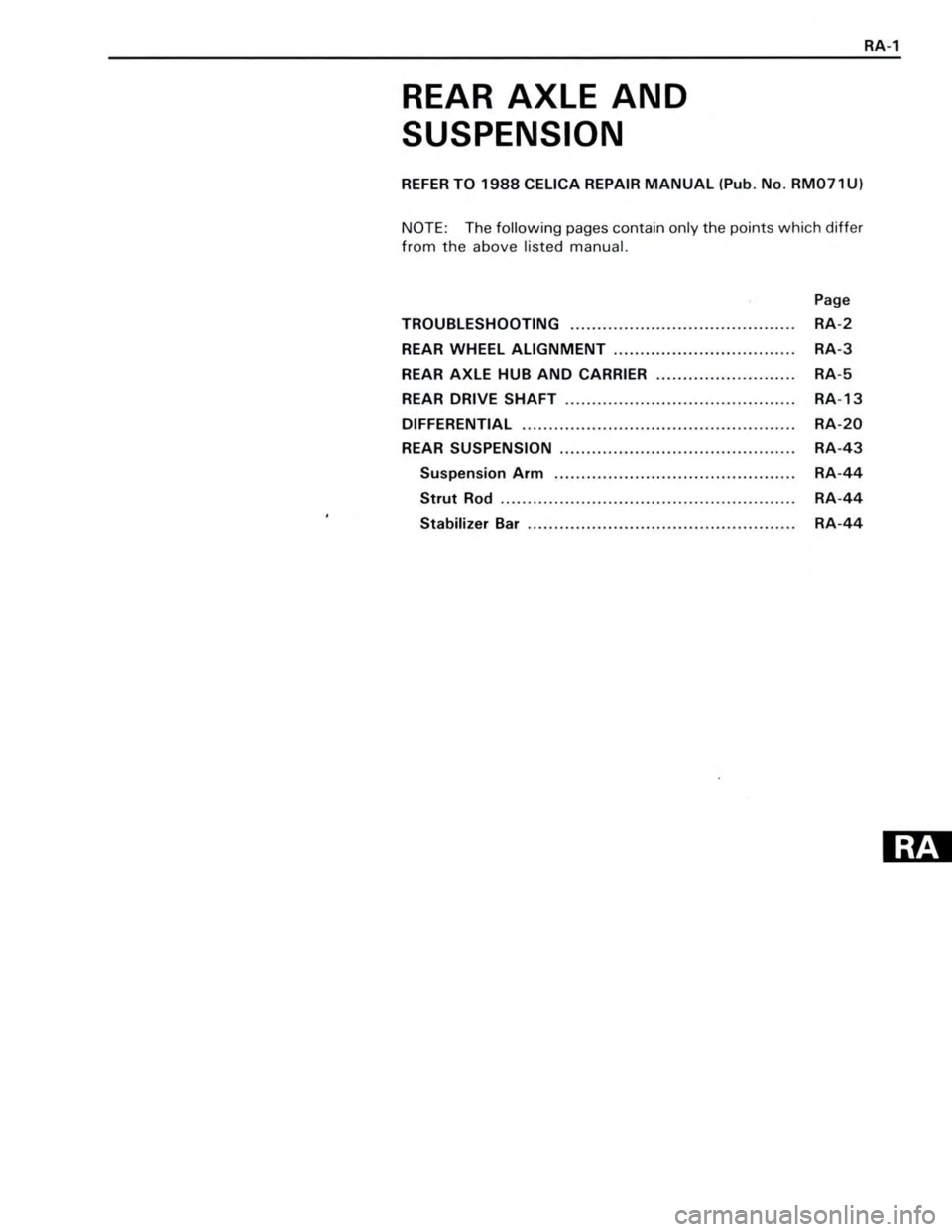 TOYOTA CELICA 1988 Repair Manual TOYOTA CELICA 1988 Repair Manual
