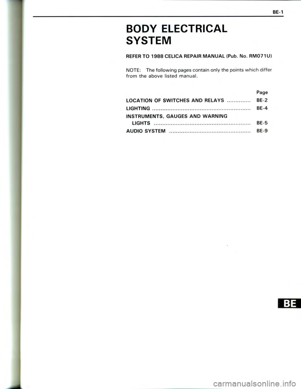 TOYOTA CELICA 1988 Repair Manual TOYOTA CELICA 1988 Repair Manual