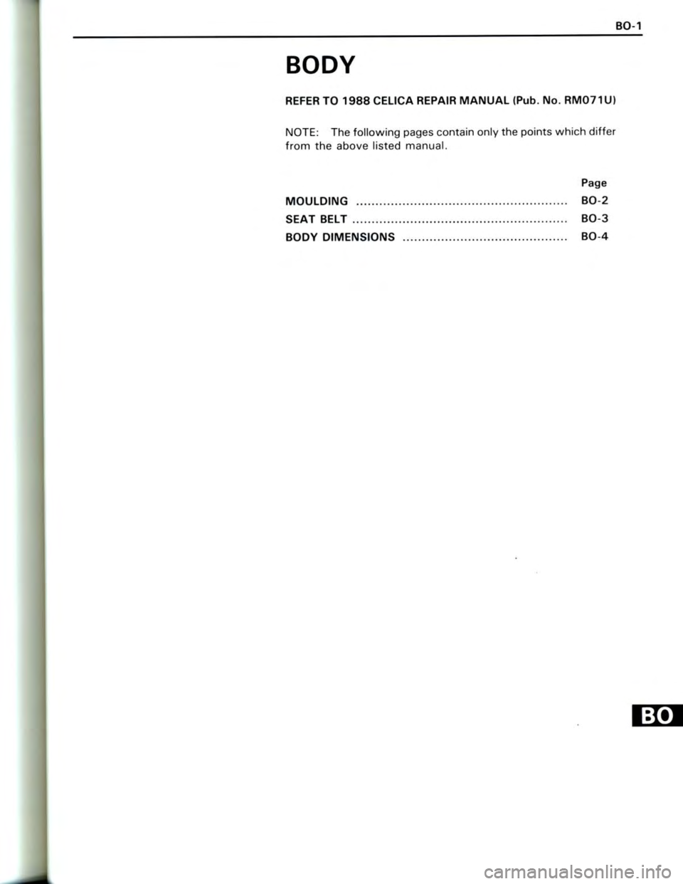 TOYOTA CELICA 1988 Repair Manual TOYOTA CELICA 1988 Repair Manual