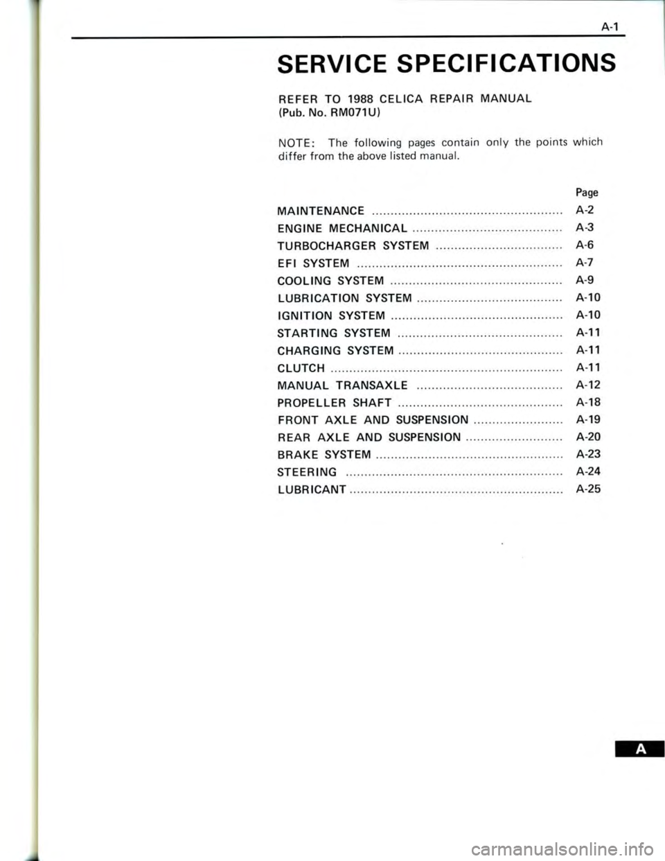 TOYOTA CELICA 1988 Repair Manual TOYOTA CELICA 1988 Repair Manual