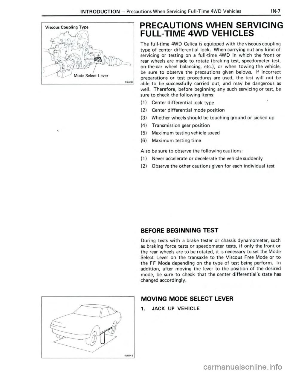 TOYOTA CELICA 1988  Repair Manual 