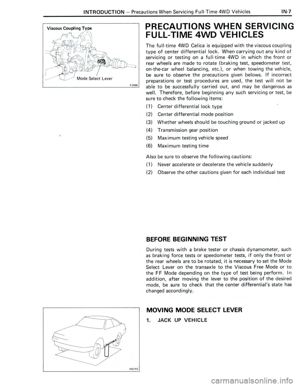TOYOTA CELICA 1988 Repair Manual TOYOTA CELICA 1988 Repair Manual