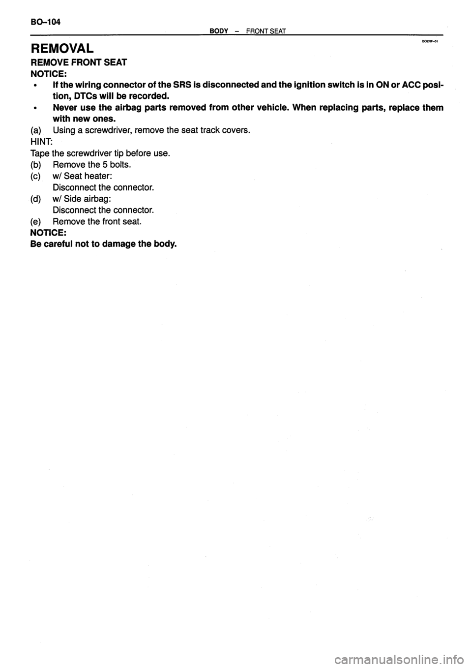 TOYOTA VERSO 1999 Repair Manual TOYOTA VERSO 1999 Repair Manual