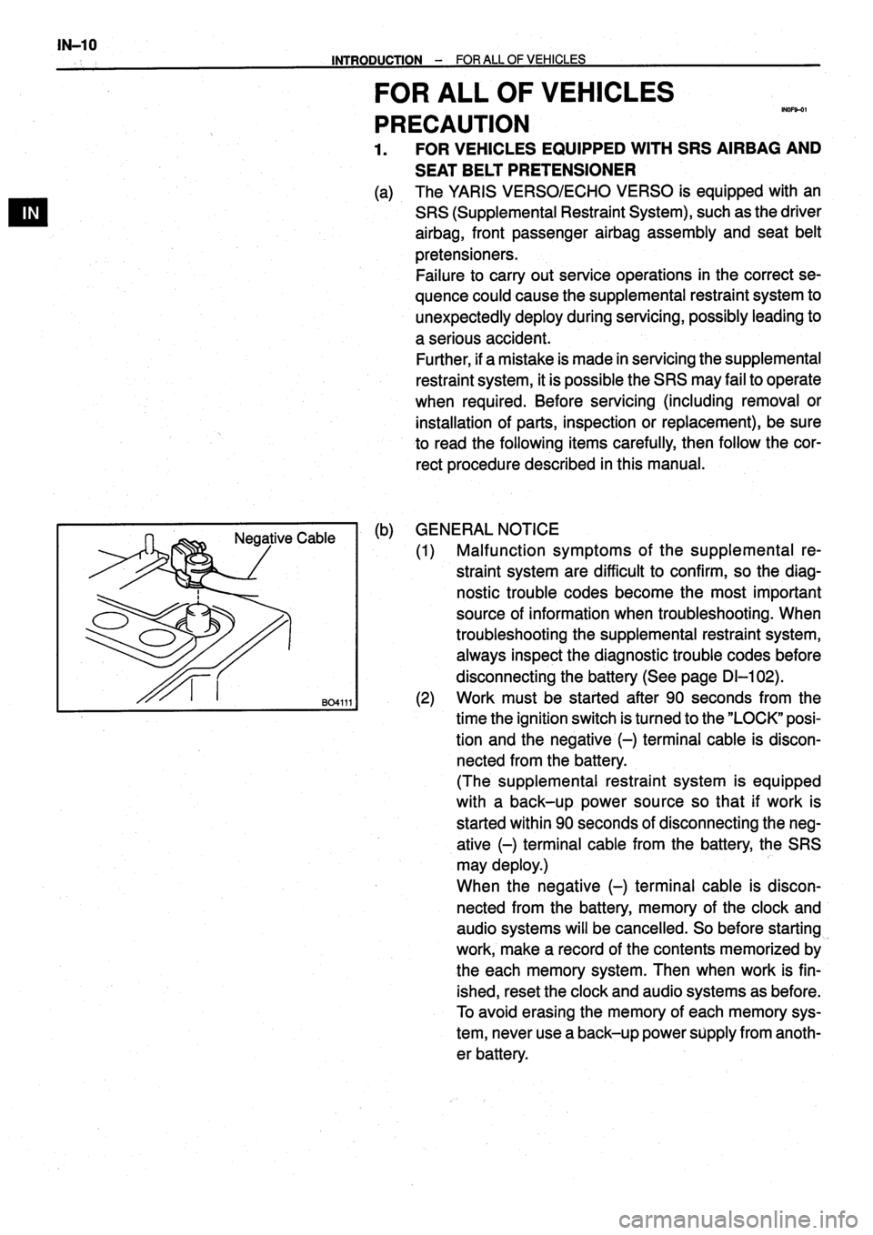 TOYOTA VERSO 1999 User Guide TOYOTA VERSO 1999 User Guide