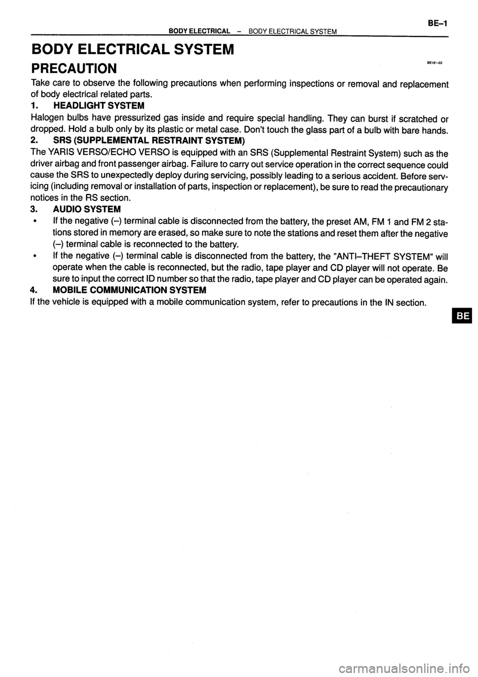 TOYOTA VERSO 1999 Repair Manual TOYOTA VERSO 1999 Repair Manual