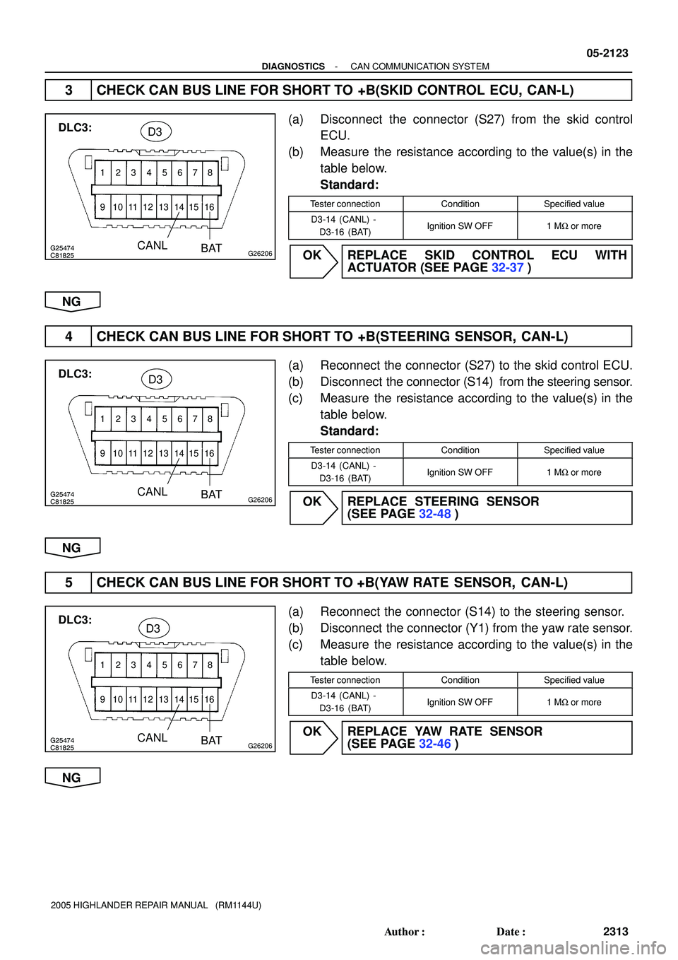 TOYOTA HIGHLANDER 2001  Service Repair Manual C81825
12345678
9 10111213141516
G25474G26206
DLC3:
CANL
BATD3
C81825
12345678
9 10111213141516
G25474G26206
DLC3:
CANL
BATD3
C81825
12345678
9 10111213141516
G25474G26206
DLC3:
CANL
BATD3
- DIAGNOSTI