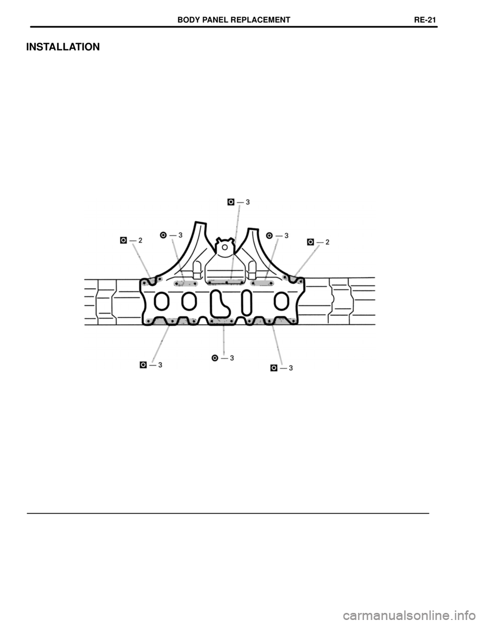 TOYOTA LAND CRUISER 1998  Factory Repair Manual INSTALLATION
BODY PANEL REPLACEMENTRE-21 