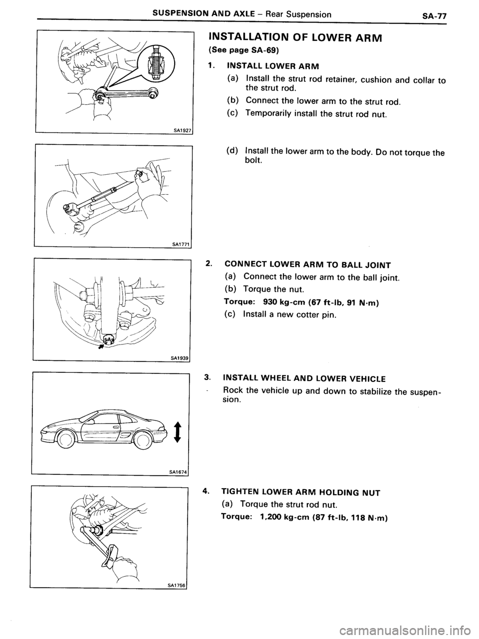 TOYOTA MR-2 1991 Factory Repair Manual TOYOTA MR-2 1991 Factory Repair Manual