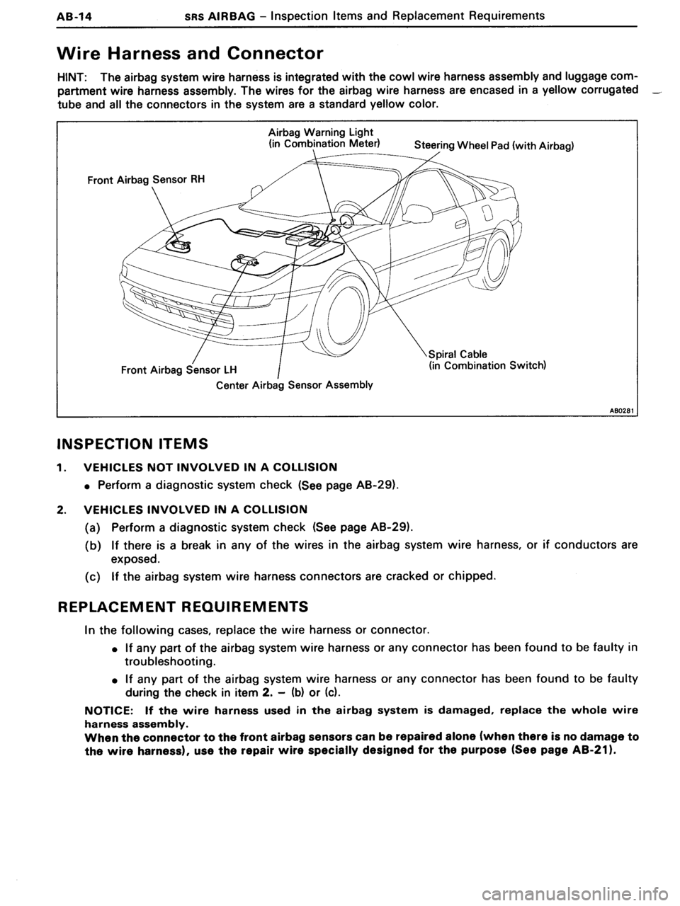TOYOTA MR-2 1991 Factory Repair Manual TOYOTA MR-2 1991 Factory Repair Manual