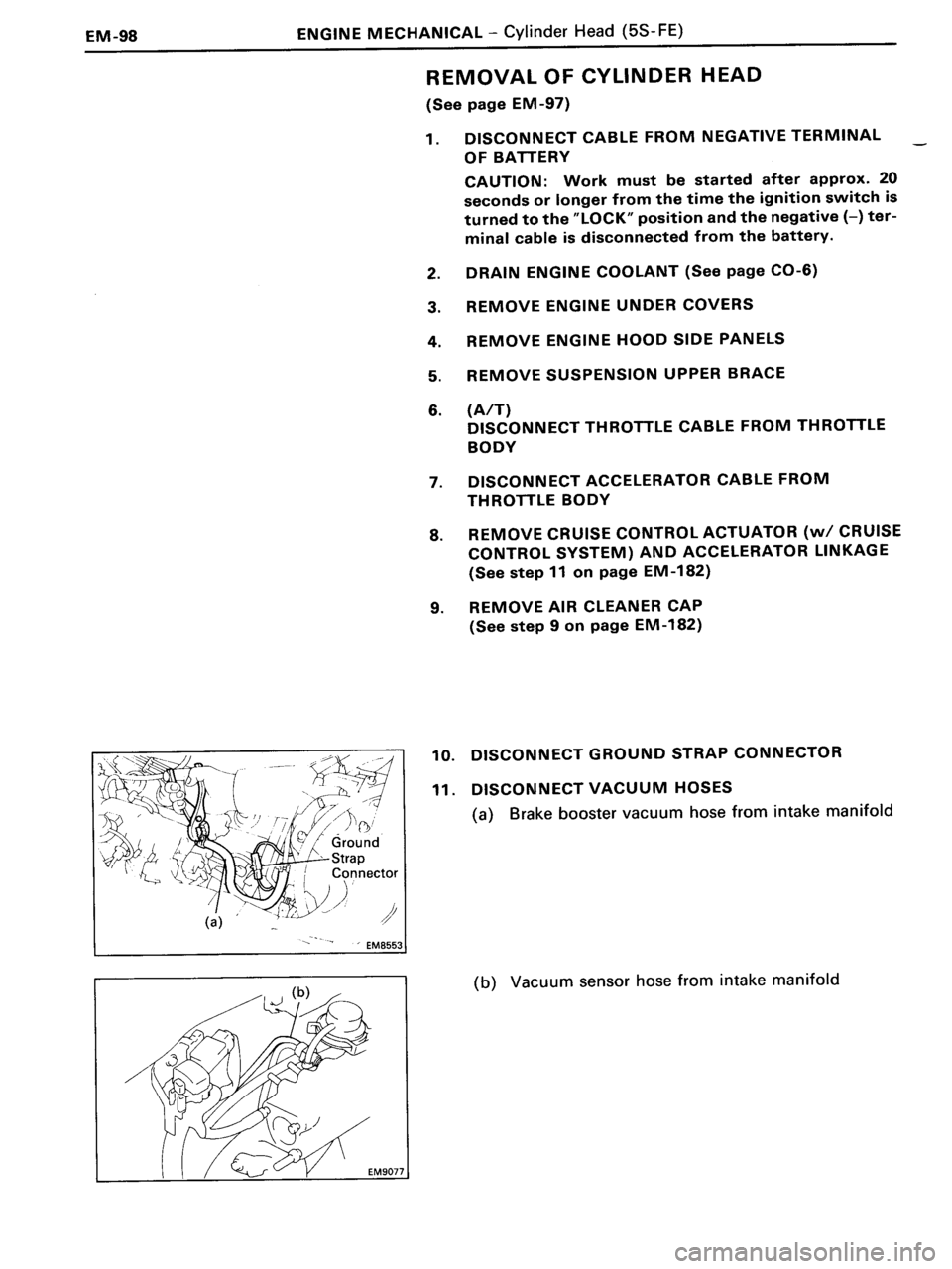 TOYOTA MR-2 1991 Factory Repair Manual TOYOTA MR-2 1991 Factory Repair Manual