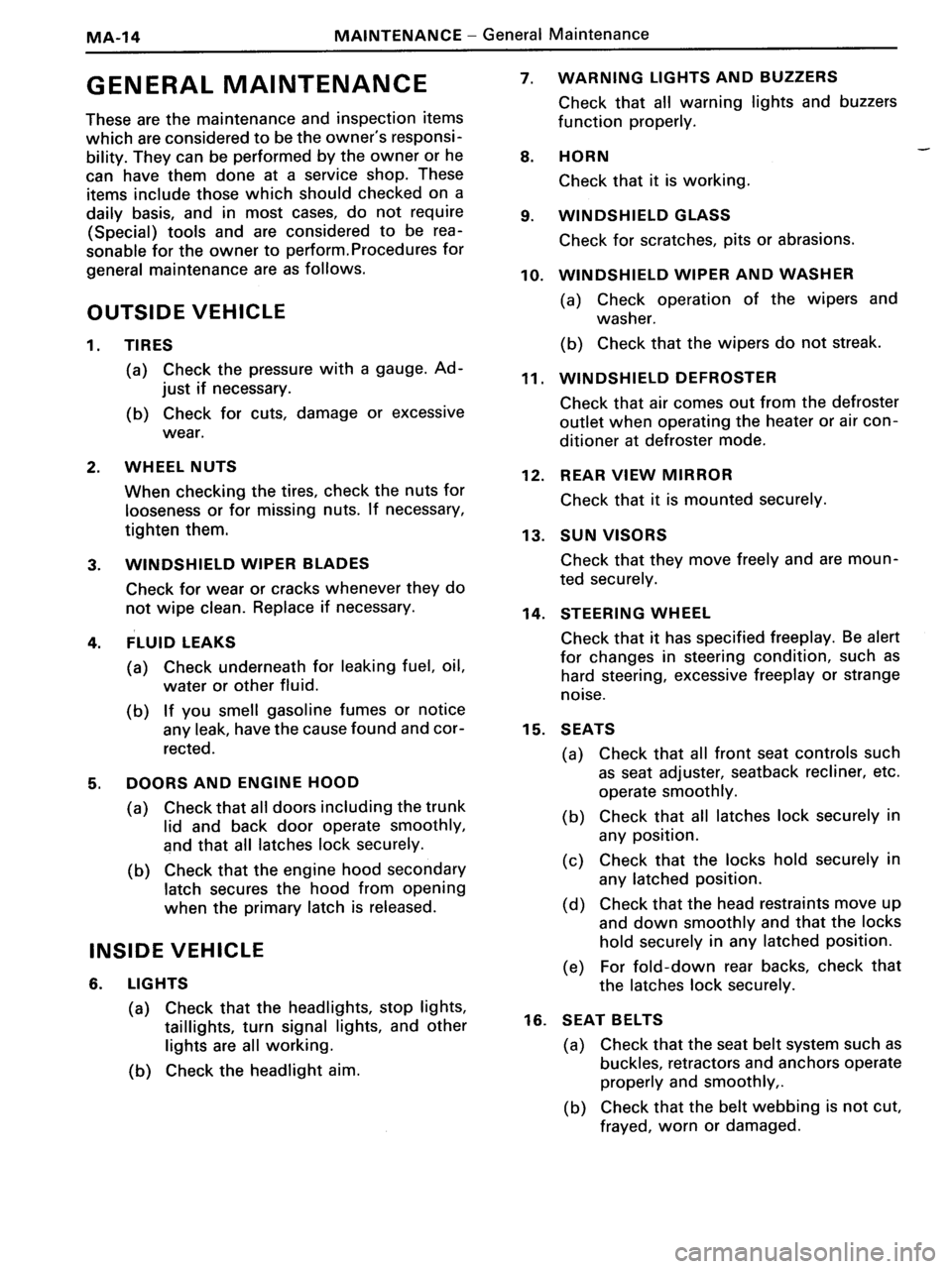 TOYOTA MR-2 1991 Factory Owners Manual TOYOTA MR-2 1991 Factory Owners Manual