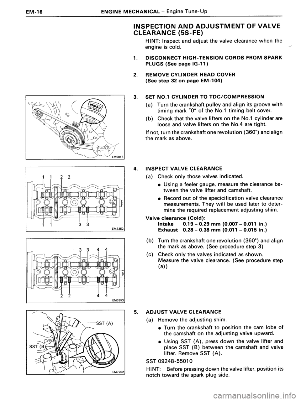 TOYOTA MR-2 1991 Factory Service Manual TOYOTA MR-2 1991 Factory Service Manual