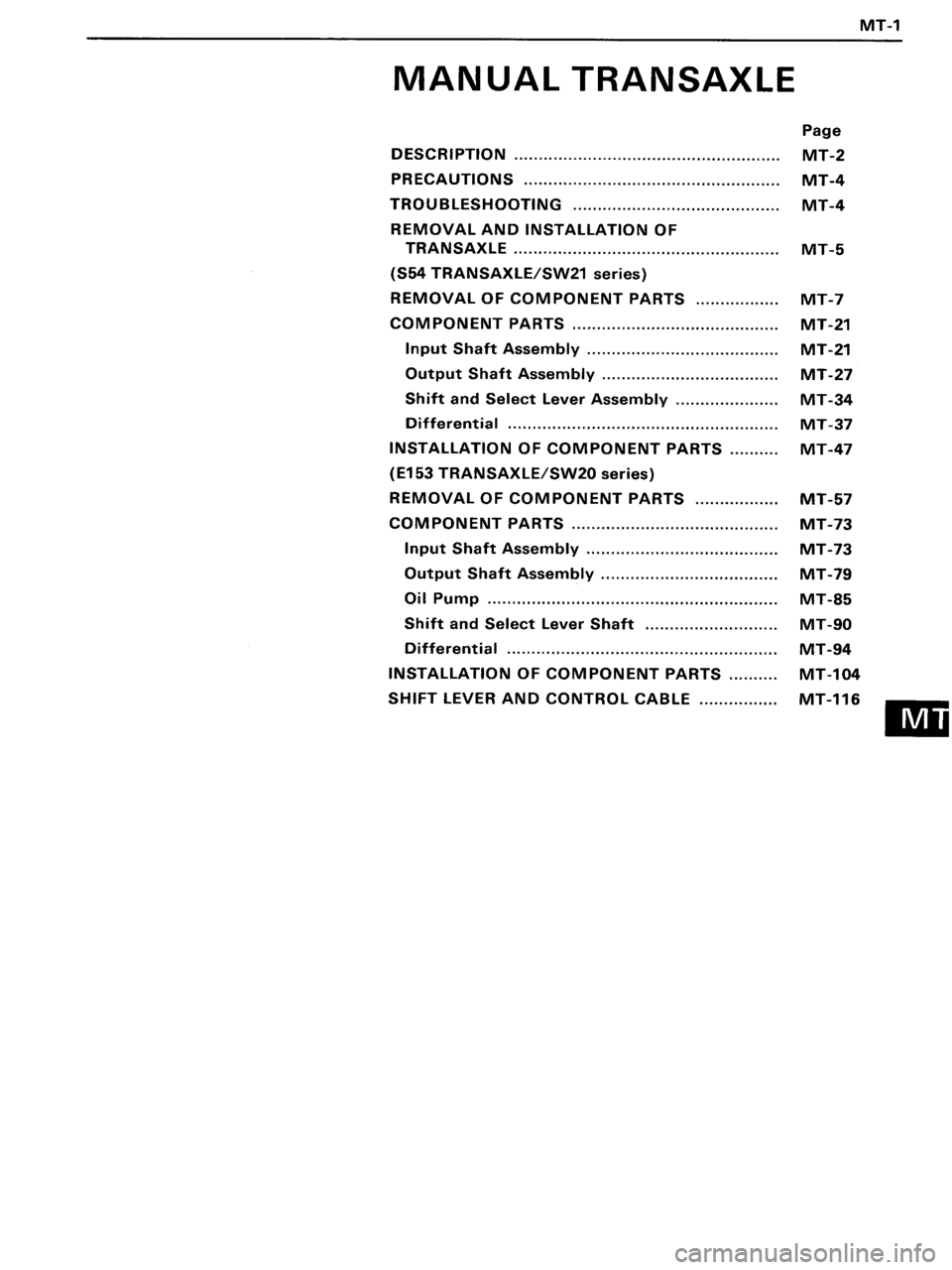 TOYOTA MR-2 1991 Factory Repair Manual TOYOTA MR-2 1991 Factory Repair Manual